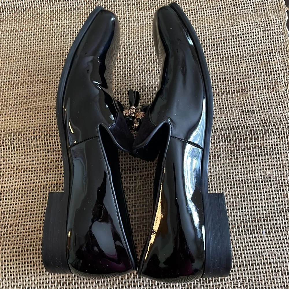 MORETTI Gold Label Black Patent Leather Loafers Size 12 - Picture 8 of 11